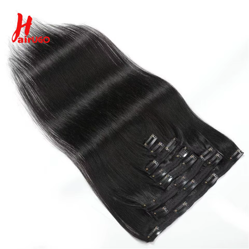 HairUGo – extensions de cheveux brésiliens naturels Non Remy lisses à clips