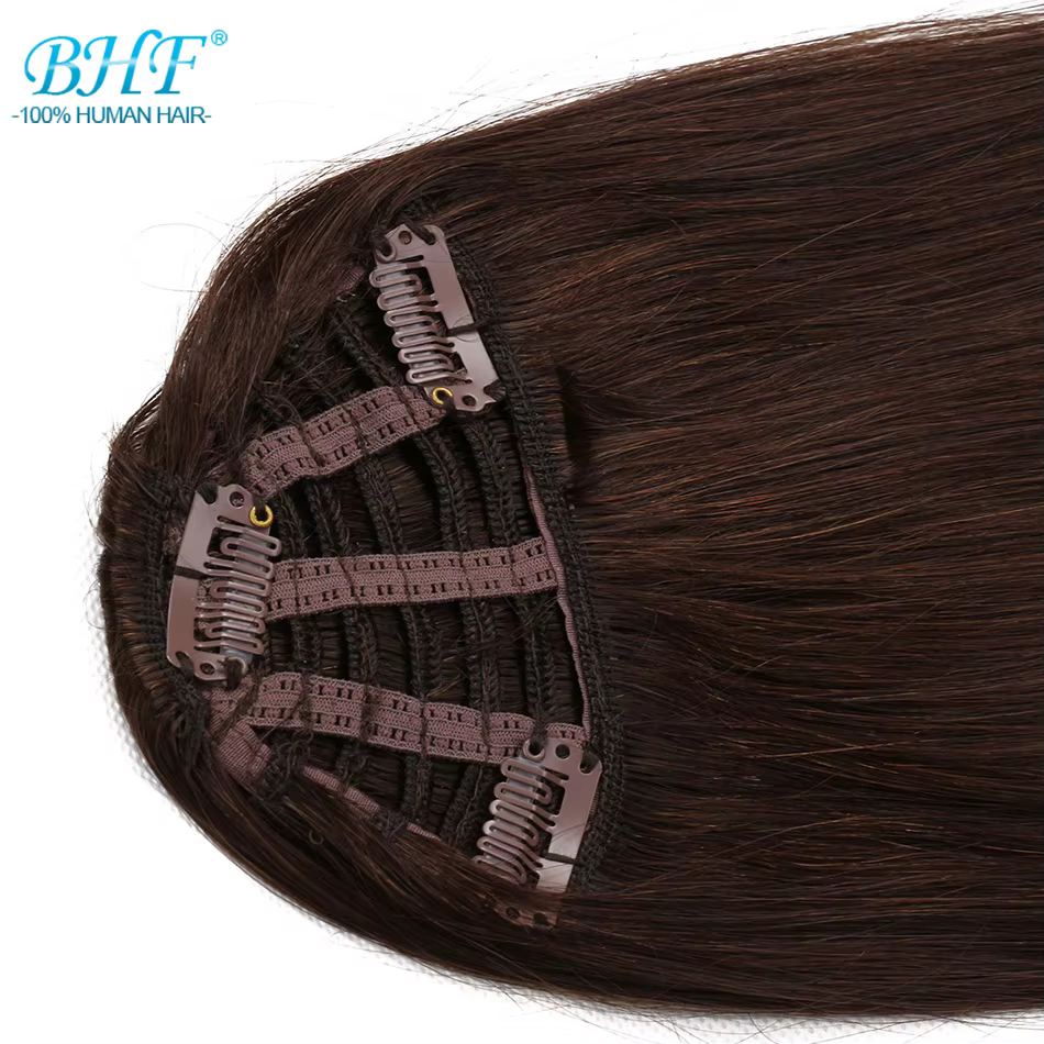 BHF-Frange de cheveux humains avec tempes, frange naturelle, 3 clips