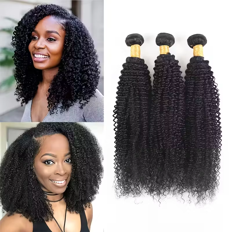 Extensions de cheveux humains brésiliens bouclés crépus non traités 100% naturels Jerry Curly 10-42 pouces 1/3/4 paquets