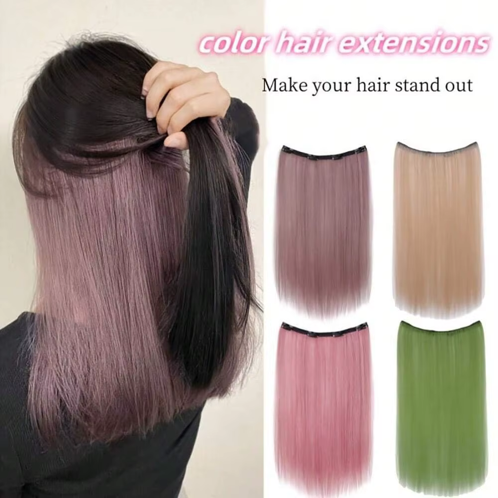 1 pièce environ. Extensions capillaires synthétiques longues et lisses de 20 pouces