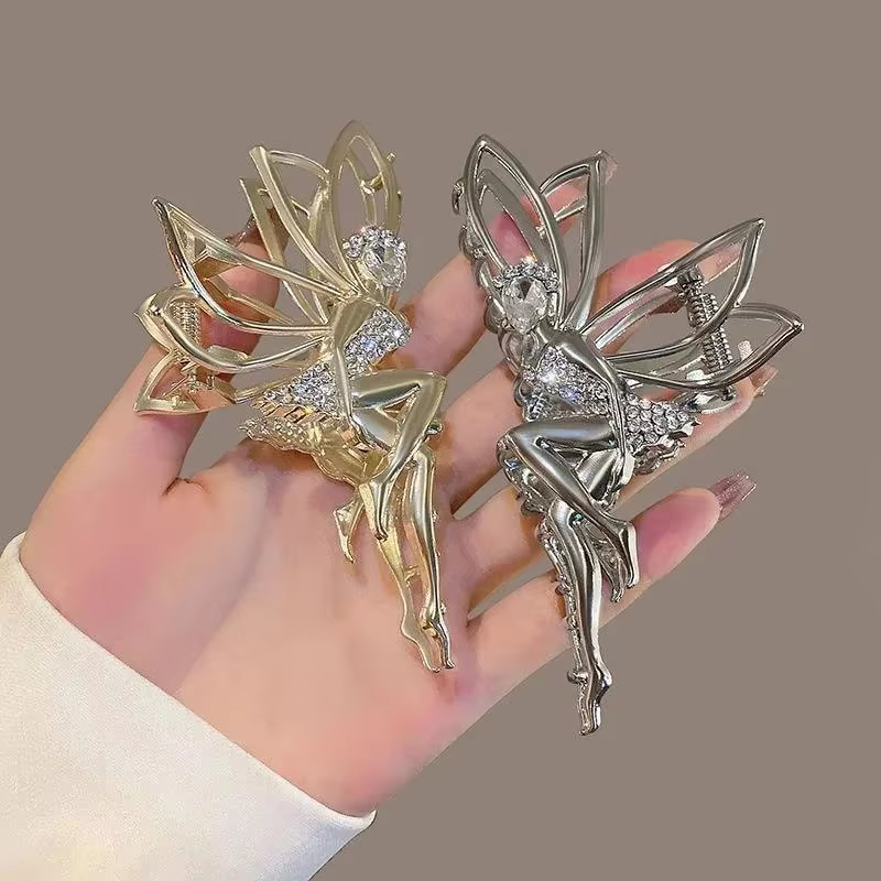 Pince à cheveux en métal pour strass brillant cristal petit ange chapeaux épingle
