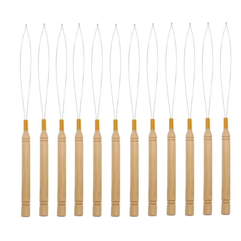 2/6/12 pièces Outils pour extensions de cheveux à micro-anneaux : Aiguille à boucler