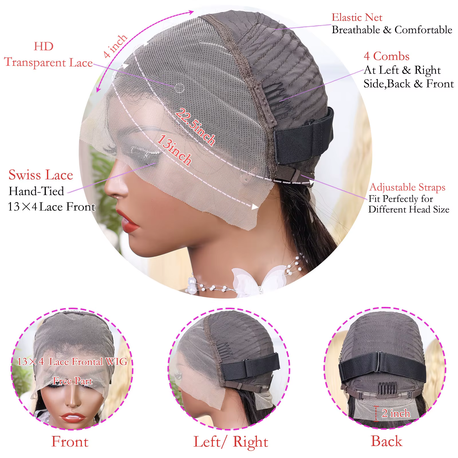 Perruque Bob Lace Front Wig 13x4