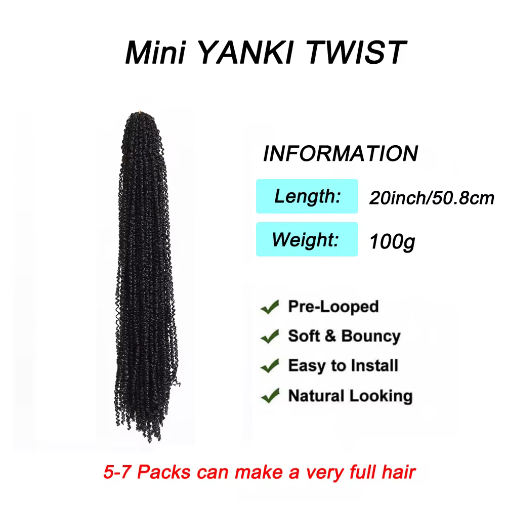 Extensions de cheveux synthétiques pré-bouclées pour tresses au crochet de 20 pouces
