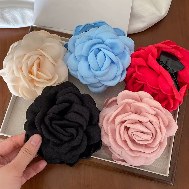 Pince à cheveux française romantique en forme de fleur de Rose pour femmes