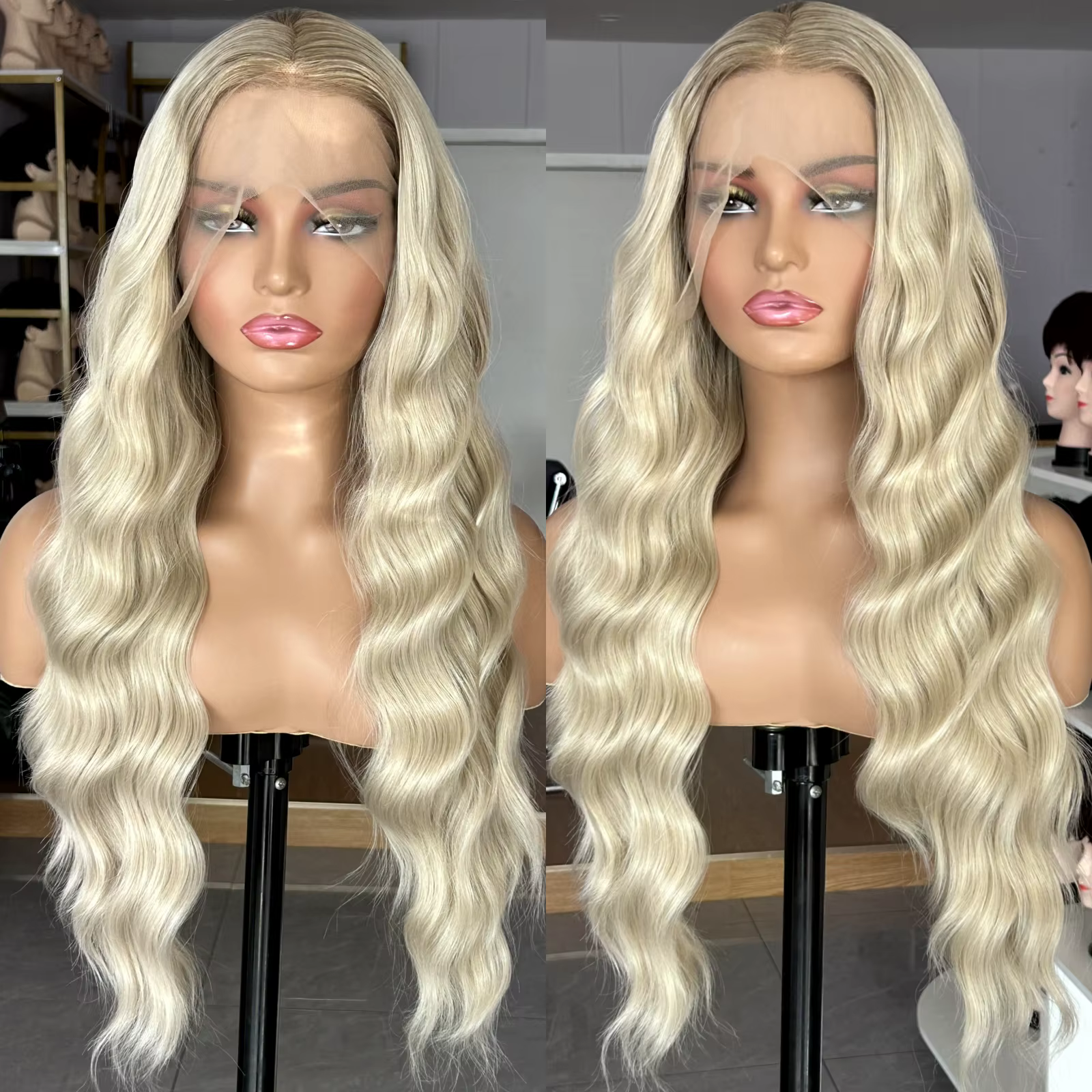 Perruque longue blonde brune ombrée pour femme
