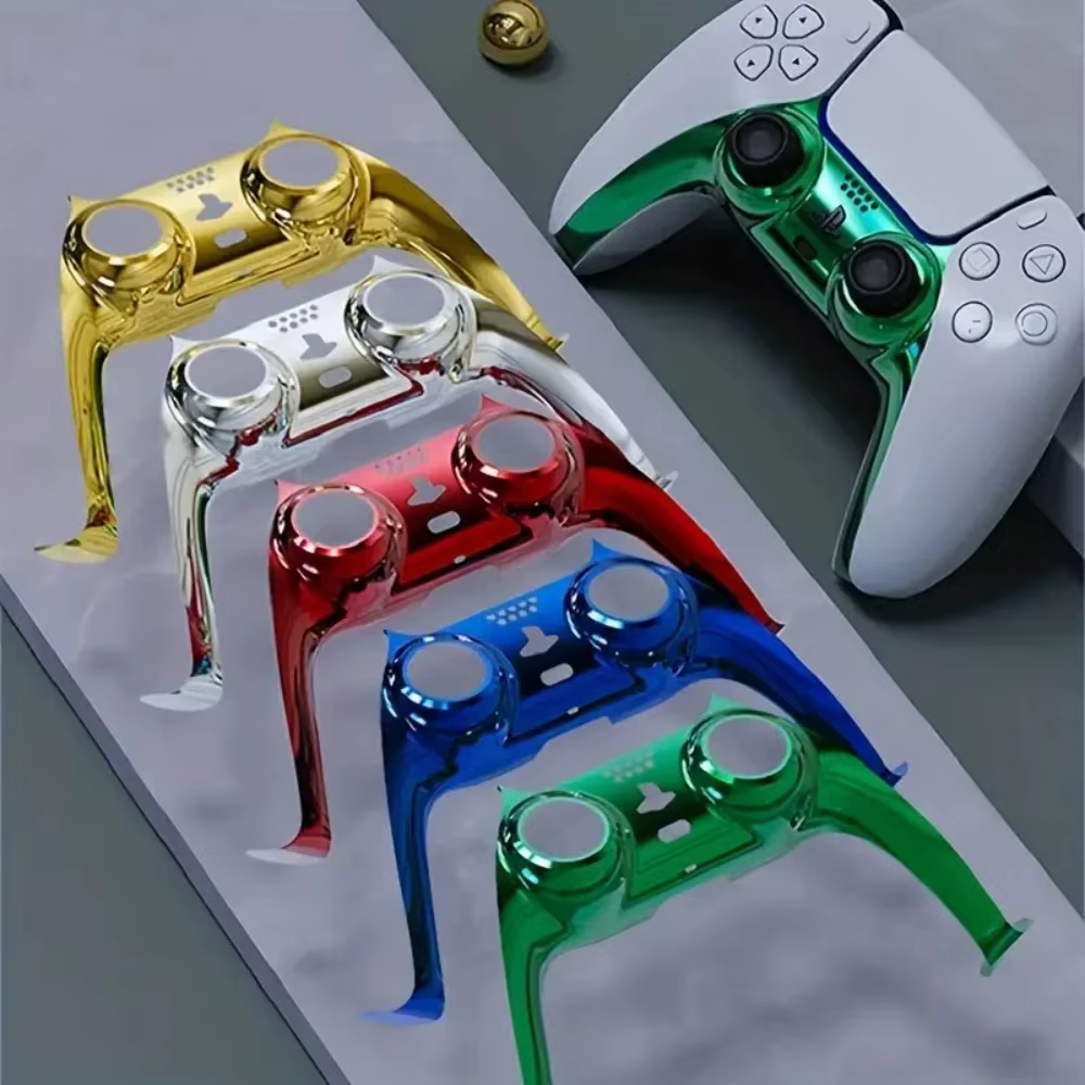 Coque de manette de remplacement chromée noire brillante DIY pour PS5, plaques personnalisées compatibles avec la mise à niveau pour PS5 Slim