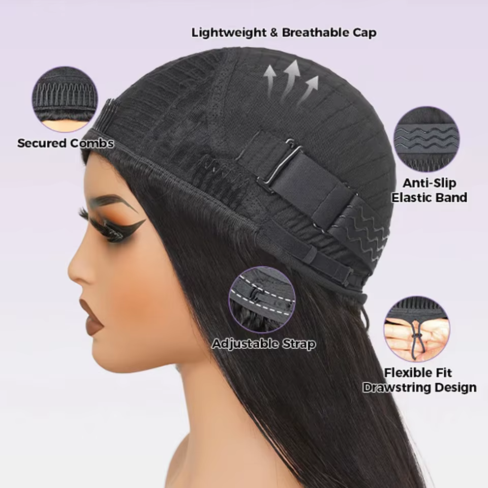 Demi-perruque cheveux humains bandeau droit