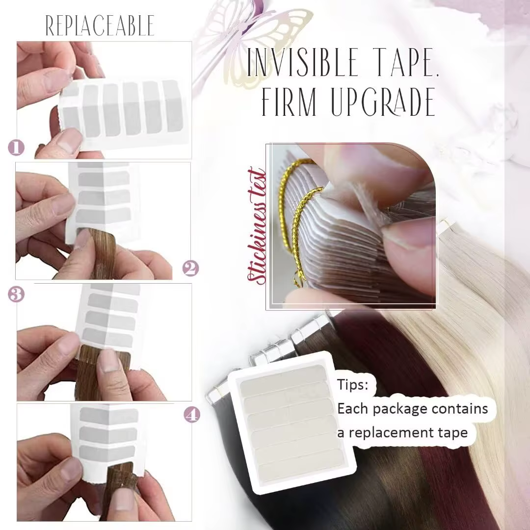 Extensions de cheveux humains à bandes adhésives Moresoo #