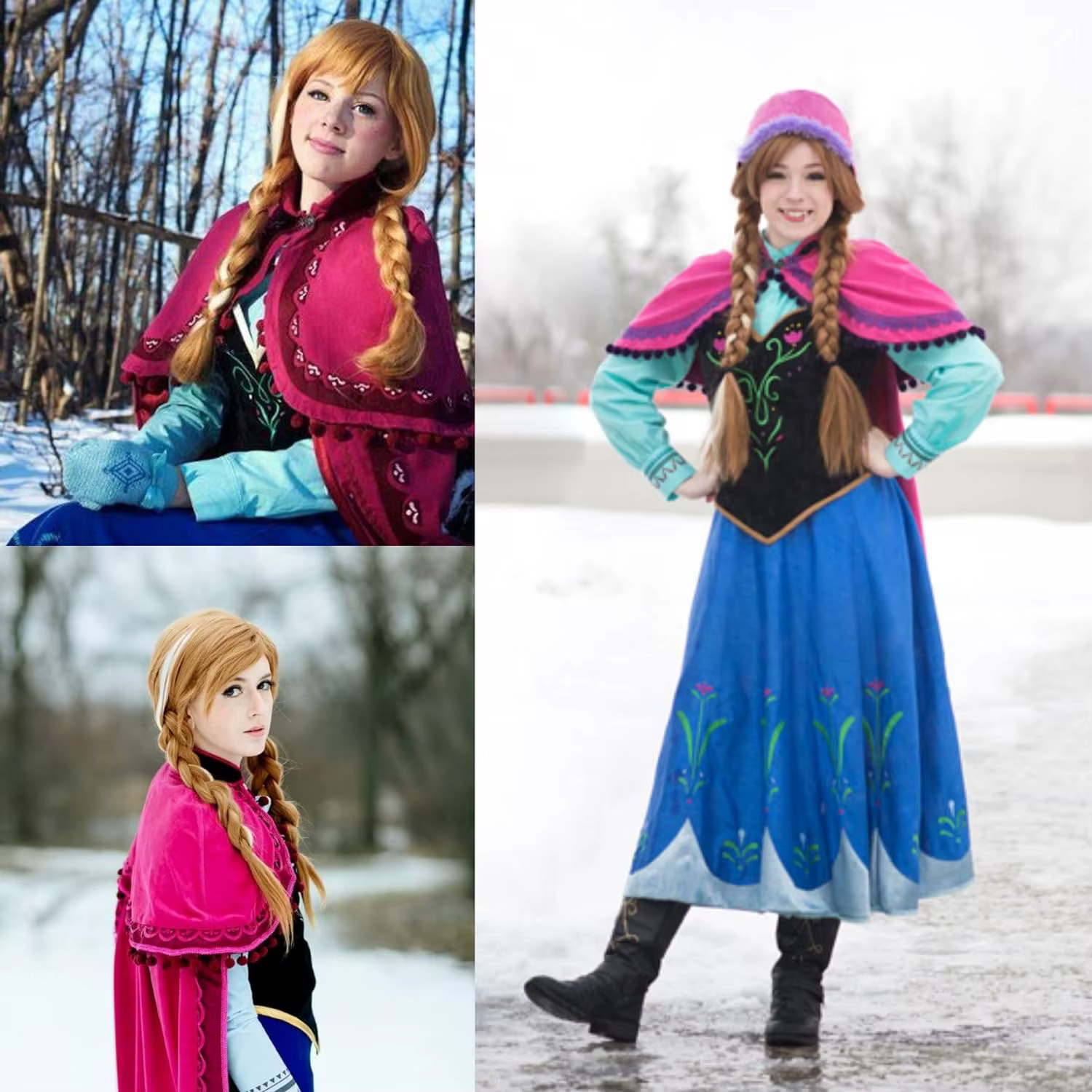 Perruque de Cosplay Longue Brune avec 2 Tresses pour Femme