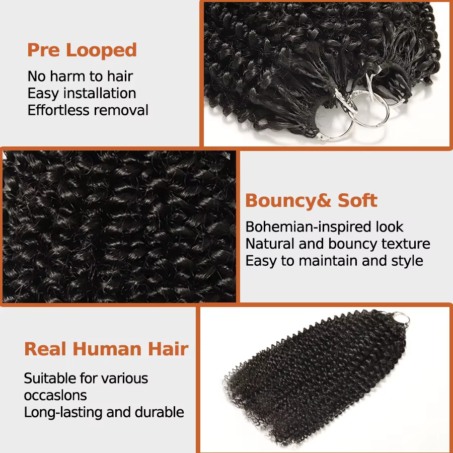 Extensions de cheveux humains crépus bouclés au Crochet perruques bouclées sans nœuds paquets