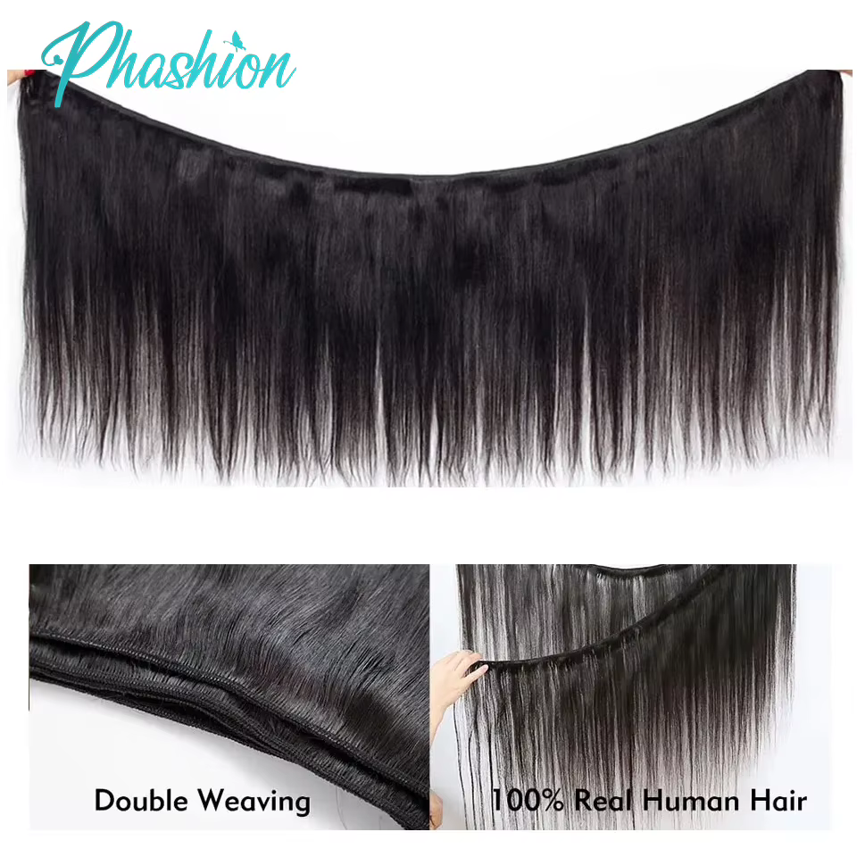 Phashion cheveux humains droits paquets 1/3 pièces/lot 30 32 pouces Remy Extensions