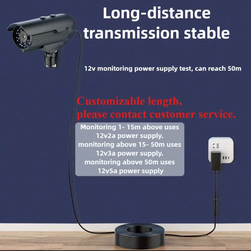 Câble d'extension d'alimentation pour caméra de Surveillance DC5521, 2m, Protection de sécurité, accessoires de vidéosurveillance
