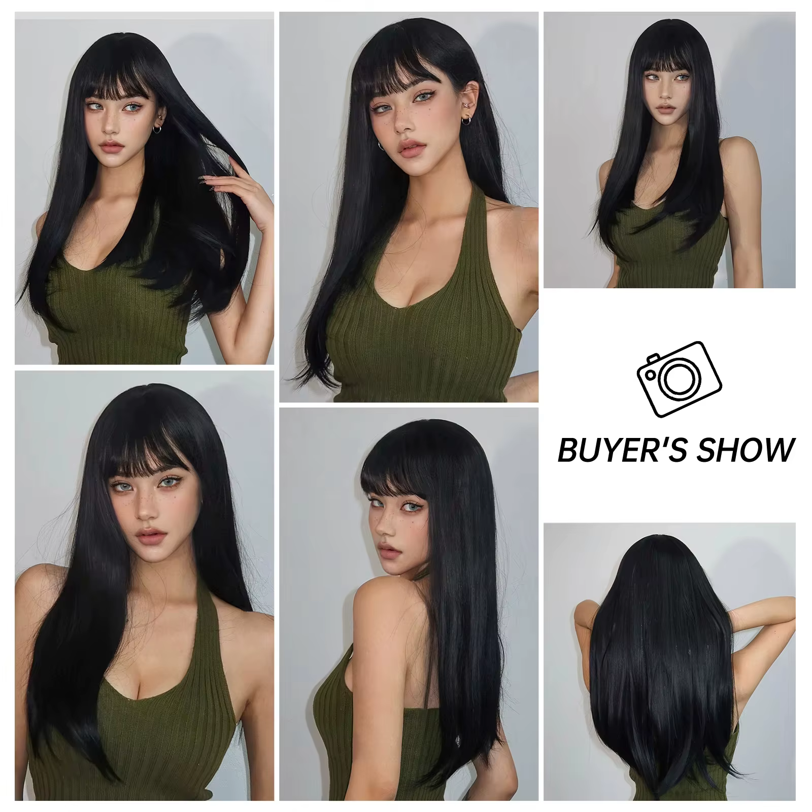 Nouvelle perruque synthétique de 26 pouces avec cheveux longs et raides – parfaite pour le cosplay d'Halloween