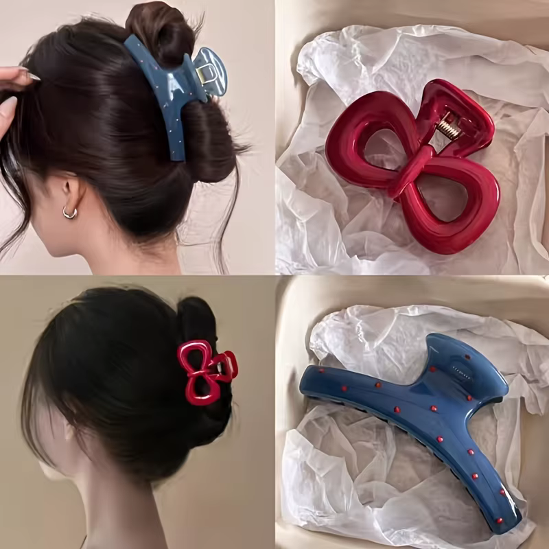 Pinces à cheveux bleues à pois