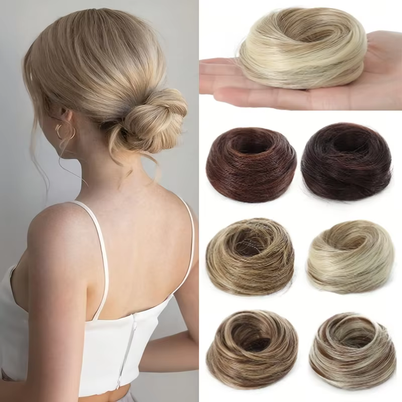 Extensions de chignon synthétiques élégantes à boucles désordonnées avec élastique