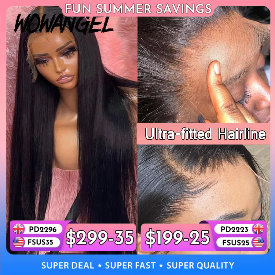 34 pouces Real HD Lace Front Wig Cheveux raides pré-plumés 13x6 HD Transparent
