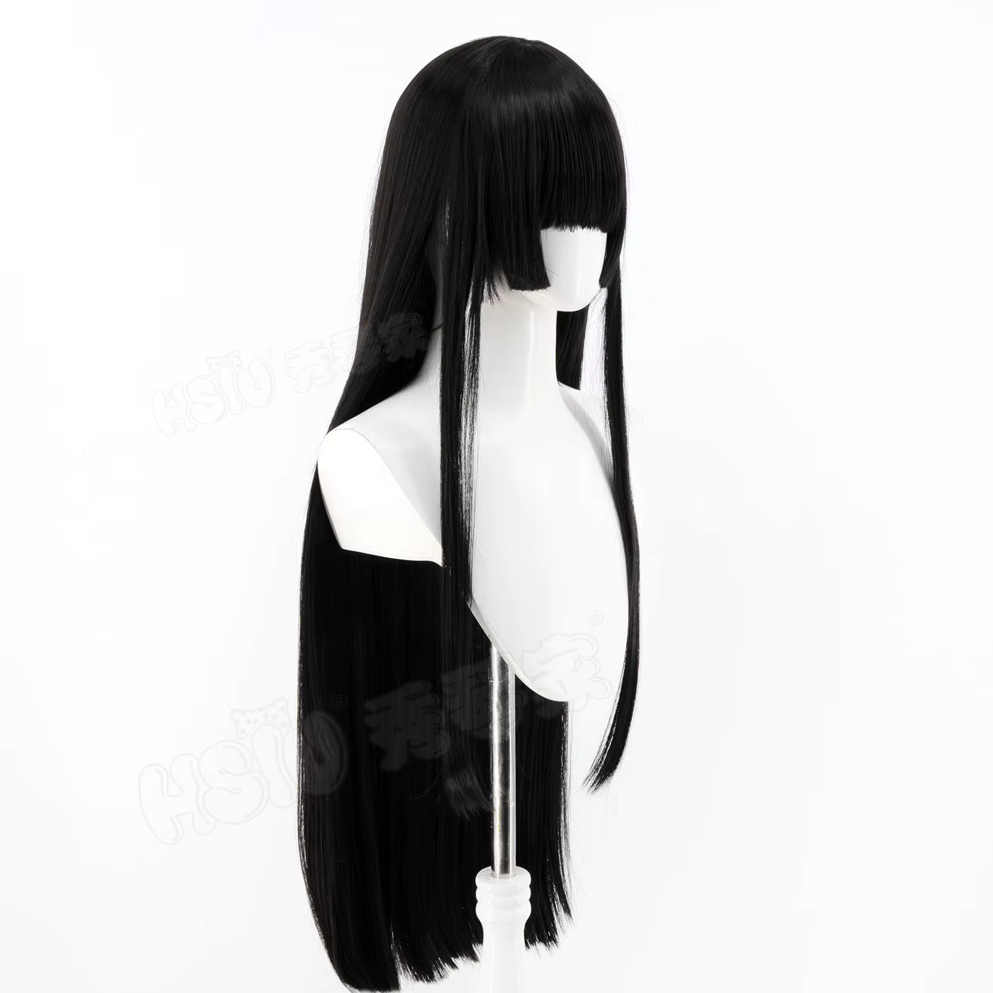 Wuthering Waves Chisa Cosplay perruque Hime coupe longue droite cheveux noirs