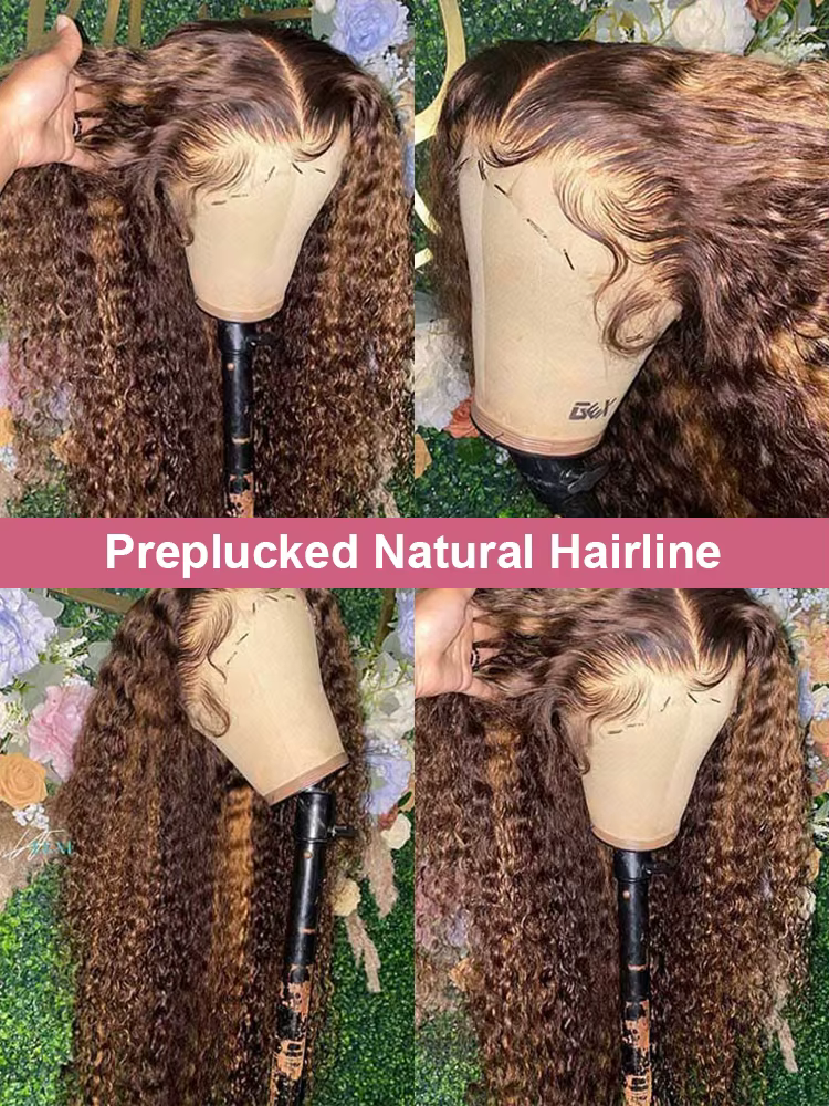 Mettre en évidence 13x6 Hd dentelle frontale perruque cheveux humains pré plumé vague profonde 30 40 pouces 13x4 miel