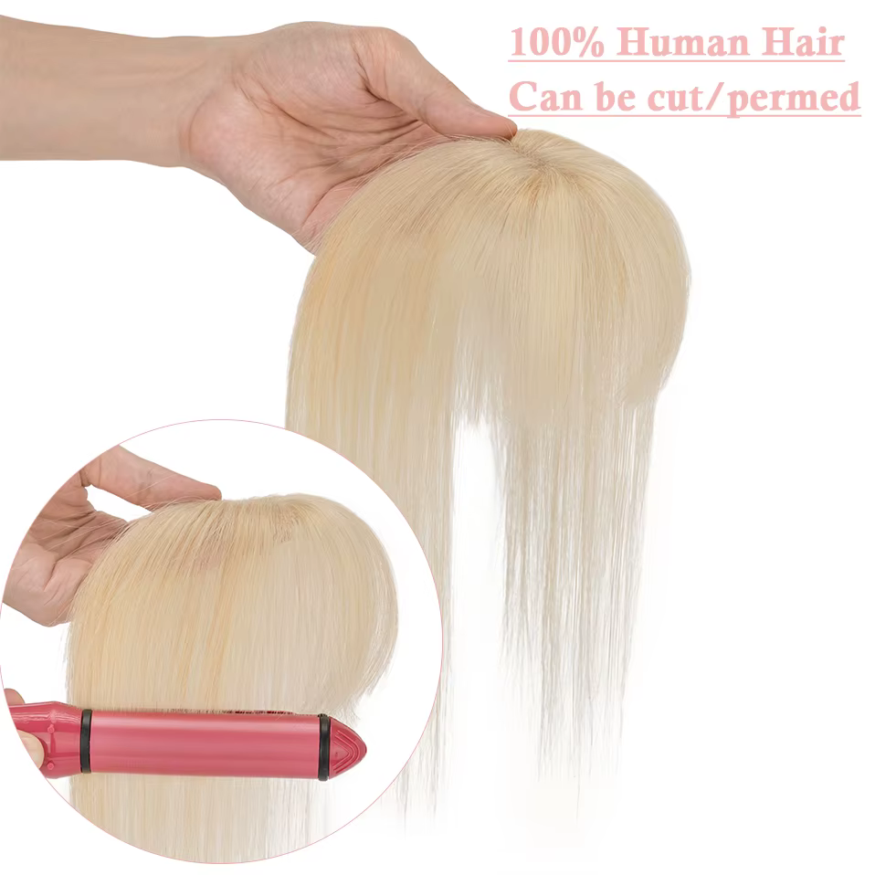 Clips en frange vrais cheveux humains 3D 360 ° Cover Air Bangs – postiches légères pour femmes