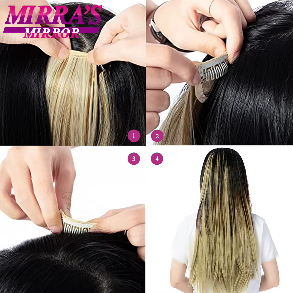 Extensions de Cheveux Synthétiques Longs et Lisses