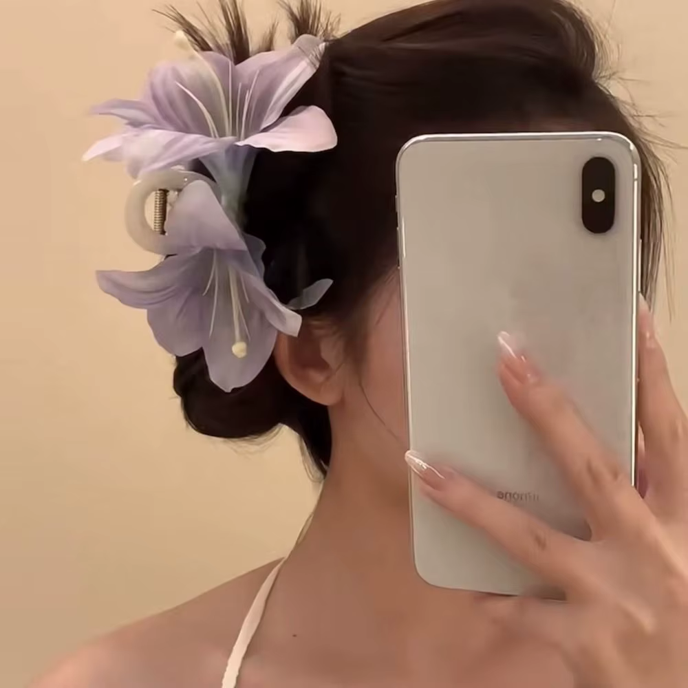 Pince à cheveux fleur de lilium pour femme
