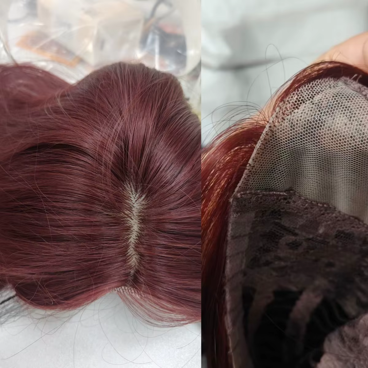Perruque Lace Front Wig synthétique rouge longue et lisse pour femmes
