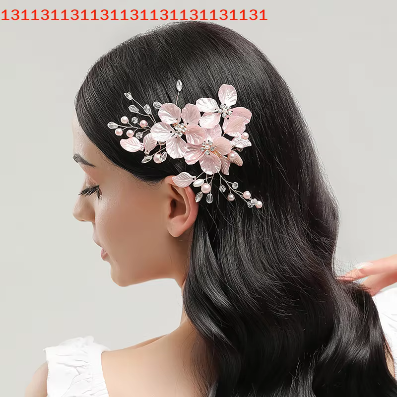 Pinces à cheveux en perles de cristal et fleurs