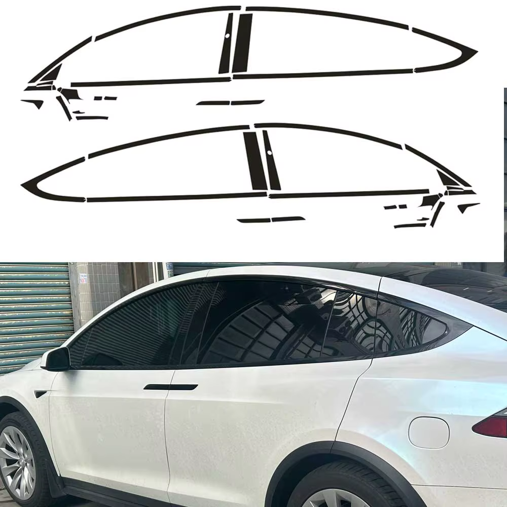 Superposition occultante à suppression chromée pour Tesla modèle X 2016 – 2020, garniture de fenêtre, autocollant noir brillant