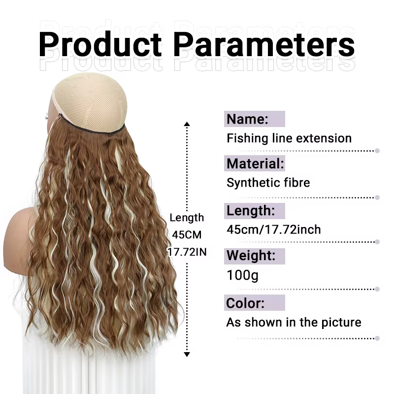 Extensions capillaires synthétiques longues de ligne de pêche