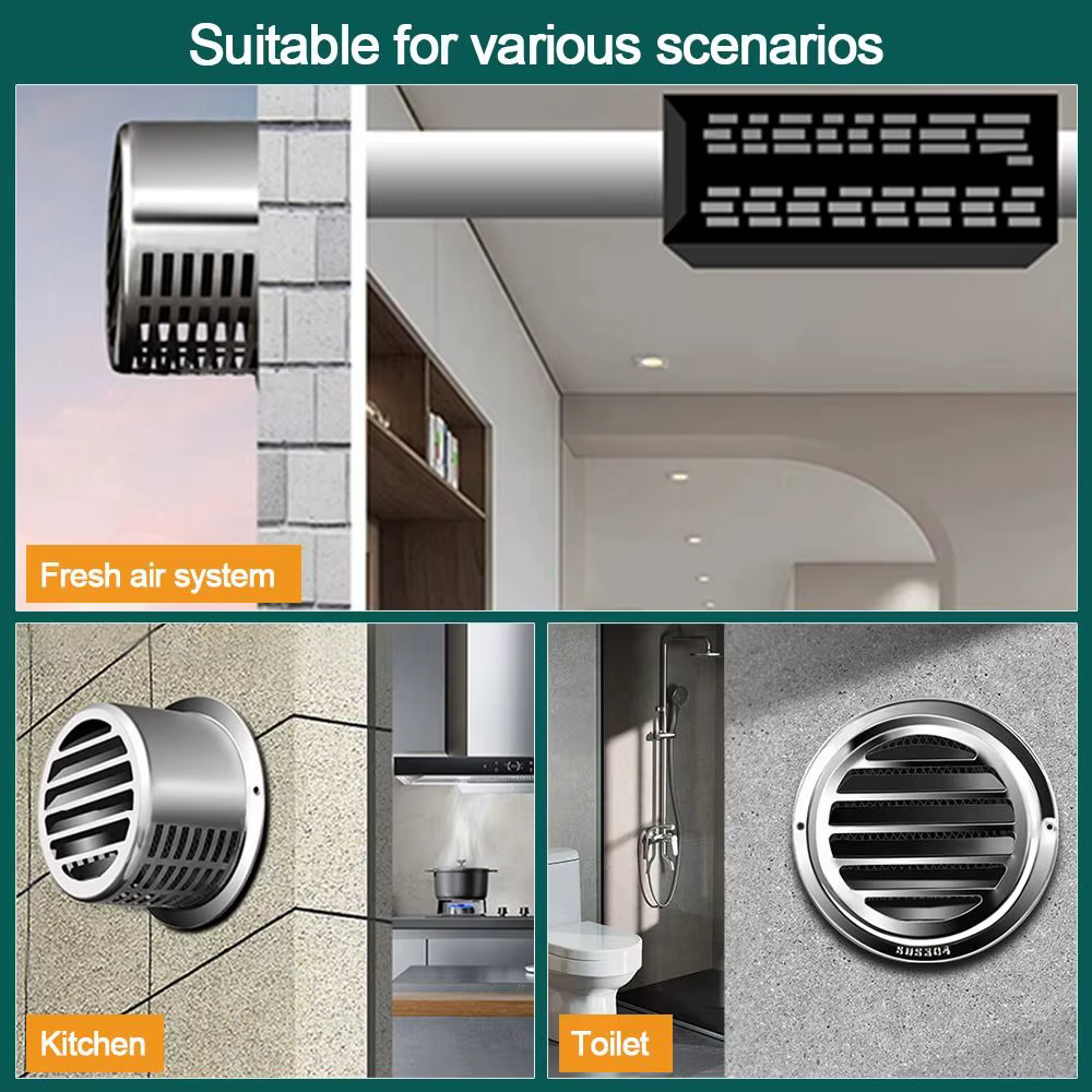 Capot de Sortie d'Air Murale Extérieure en Acier Inoxydable, Tuyau de Toit pour Conduits de Ventilation, Chambre à la Mode, 100/150mm