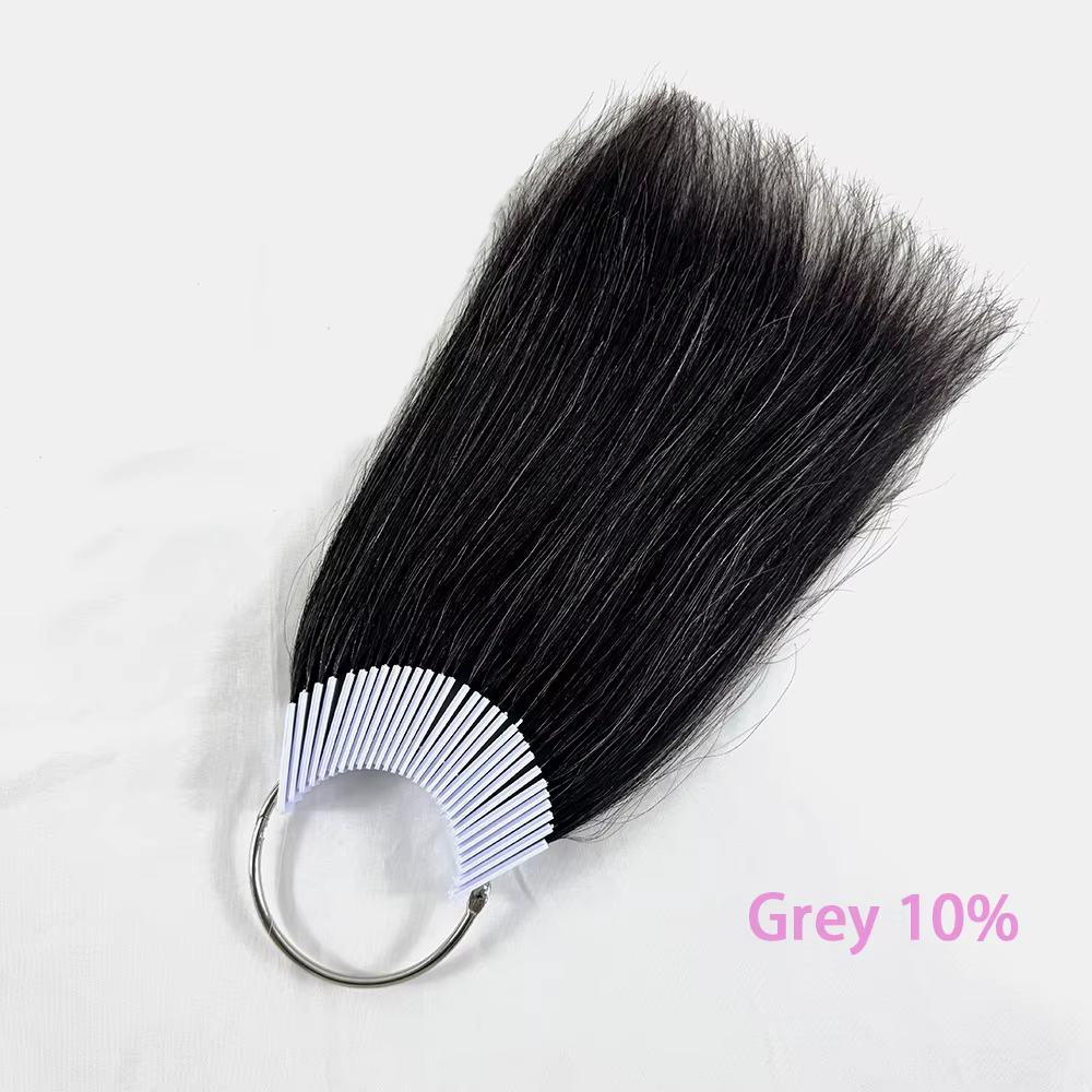 Échantillons de cheveux gris anneaux de couleur Extensions
