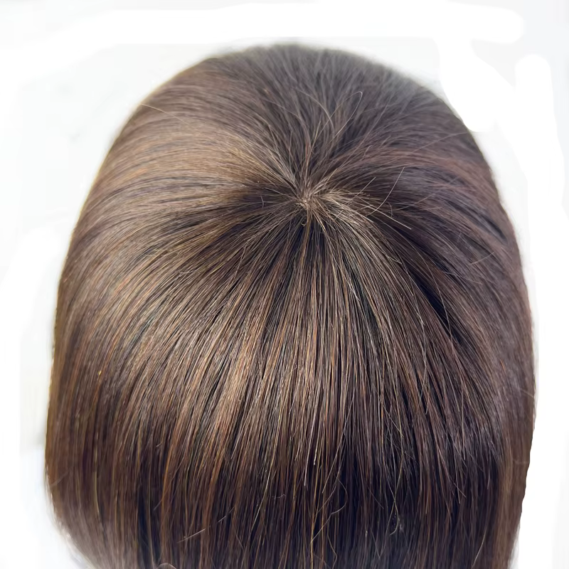 Clip en cheveux humains Topper avec frange Extensions