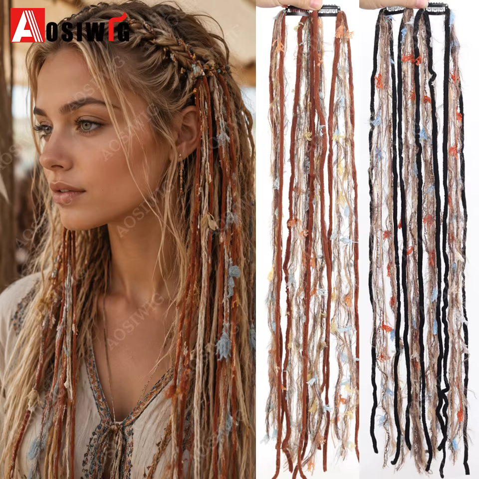 Extensions de cheveux tressées colorées à clipser