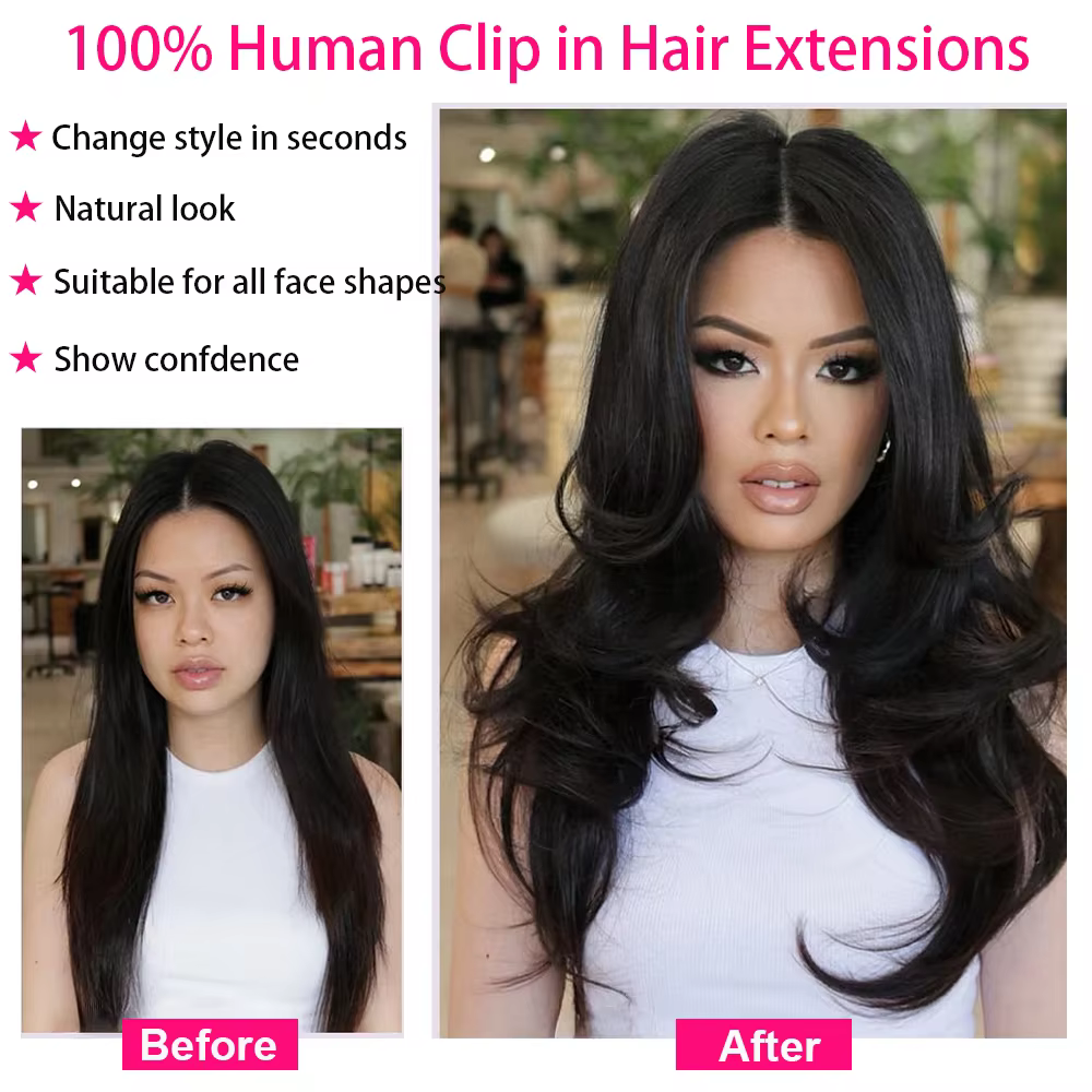 Extensions de cheveux lisses à clips