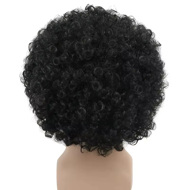 Perruque courte bouclée noire de style africain