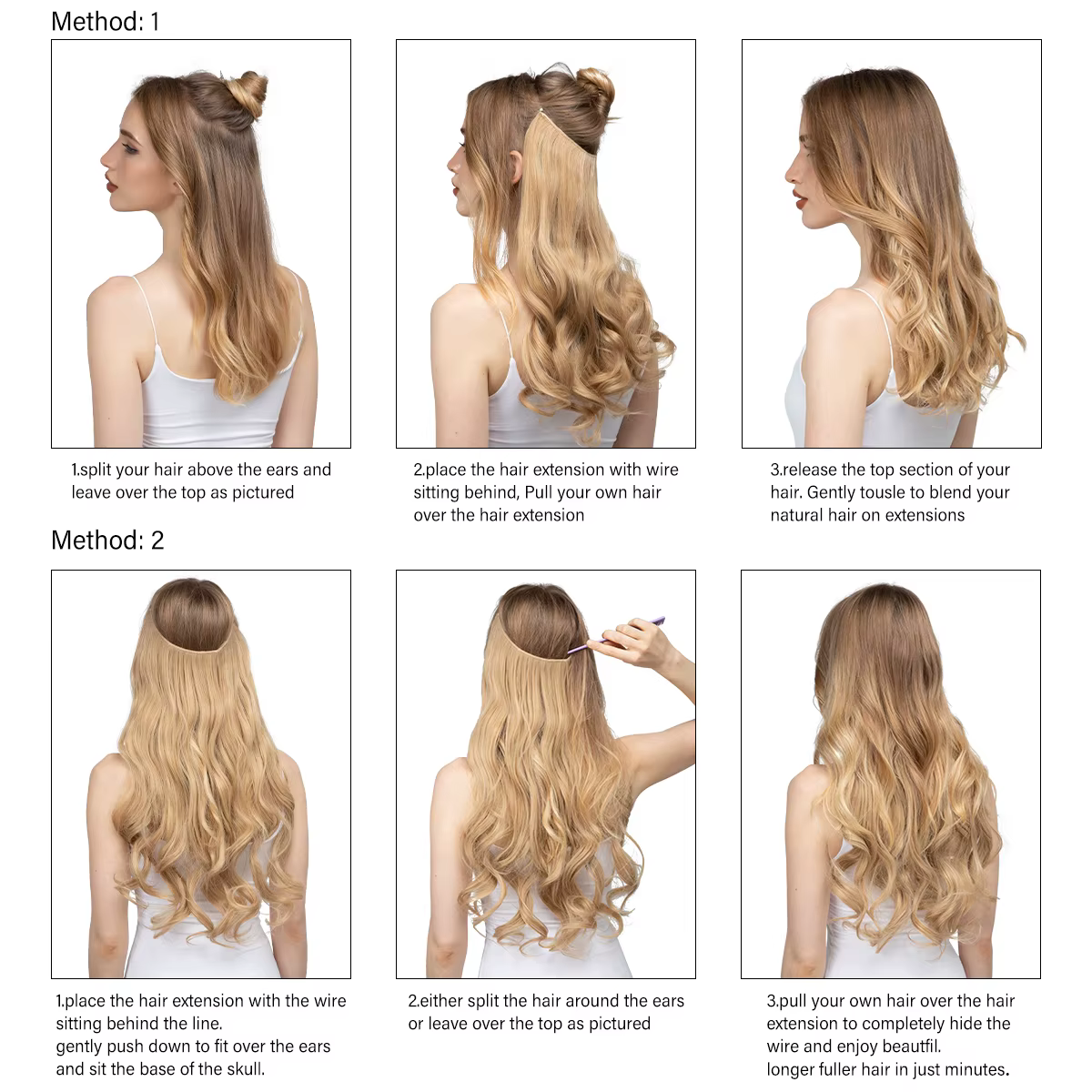 Extension capillaire synthétique sans Clips