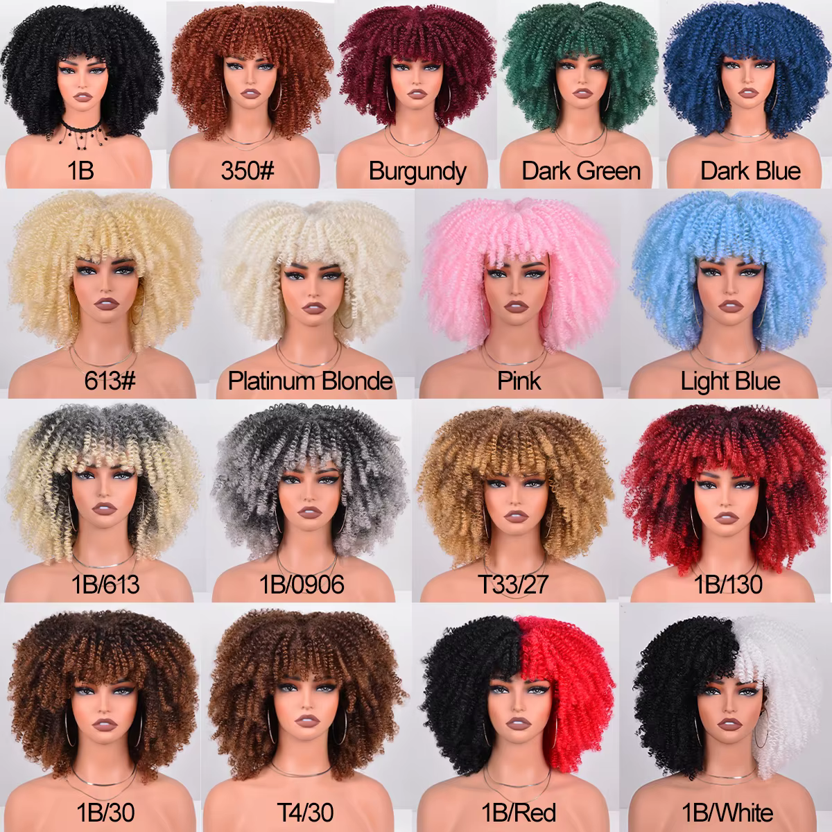 Perruques Afro Synthétiques Courtes pour Femmes Noires