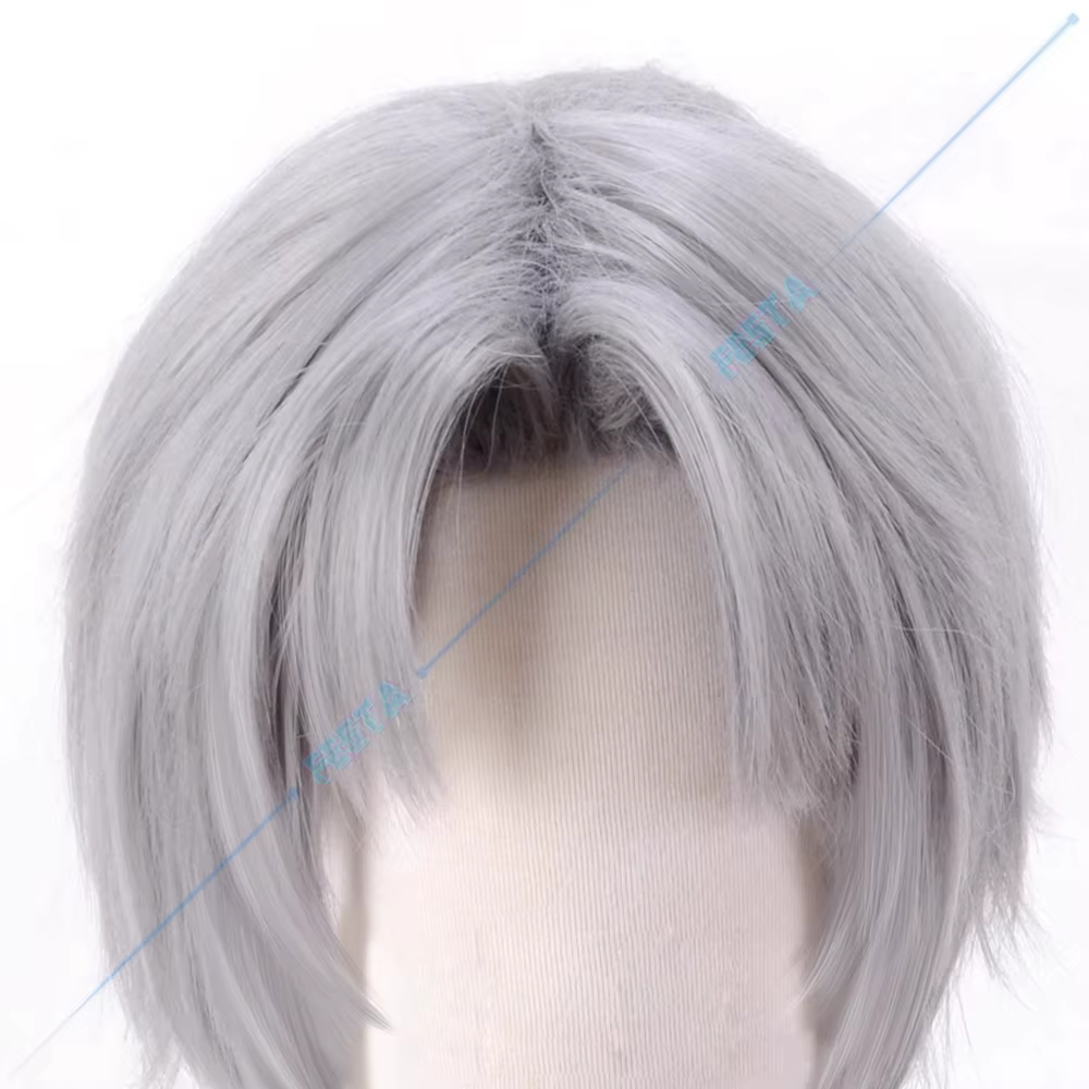 Perruque de Cosplay Anime Devil May Cry Dante, cheveux courts gris blanc clair pour hommes et femmes, jeu de rôle, accessoire de carnaval pour fête d'halloween