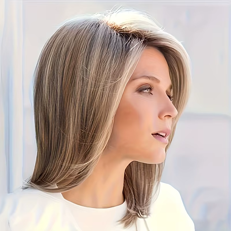 Perruque exclusive en fibre synthétique pour dames blondes élégantes