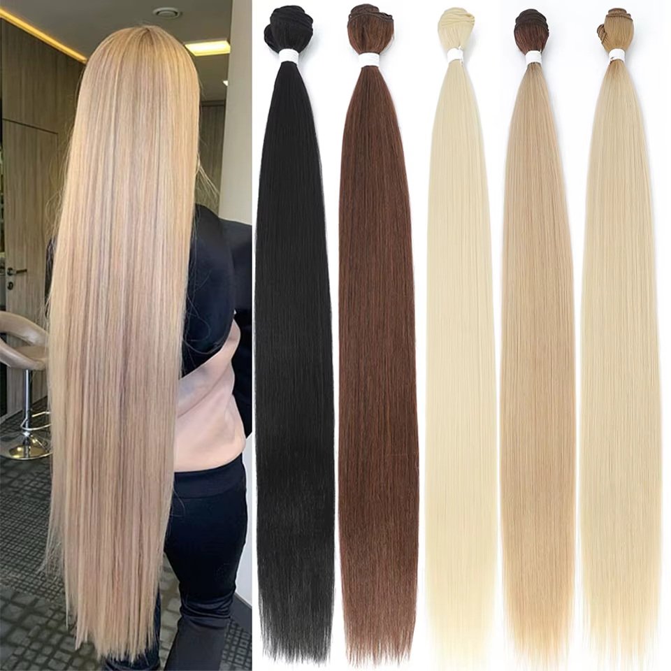 Mèches synthétiques Yaki lisses Super longues