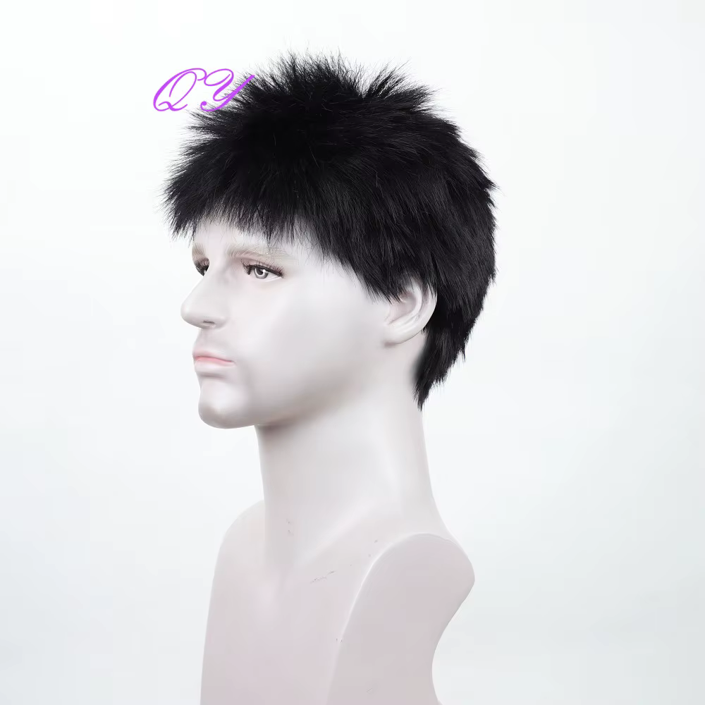 Perruque synthétique courte de 2 pouces pour hommes