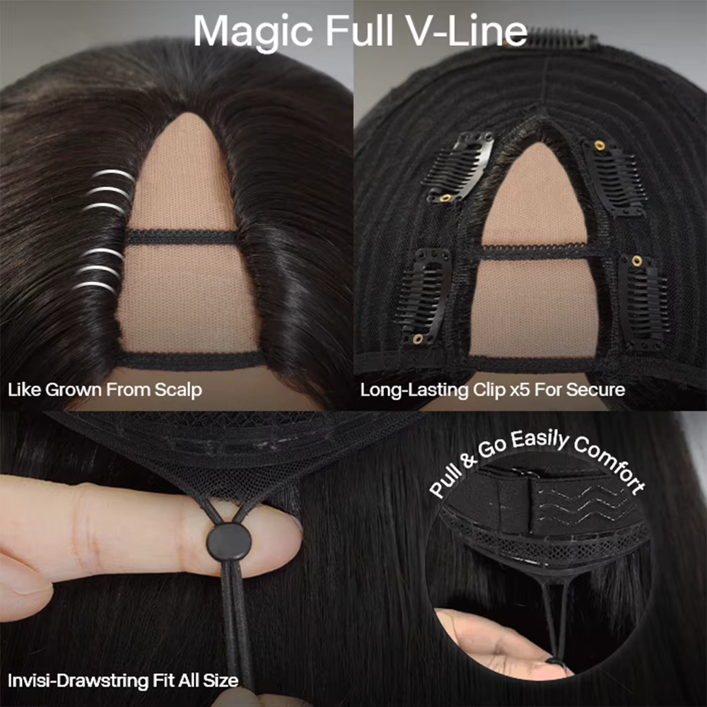 Perruques en cheveux humains lisses crépus sans colle
