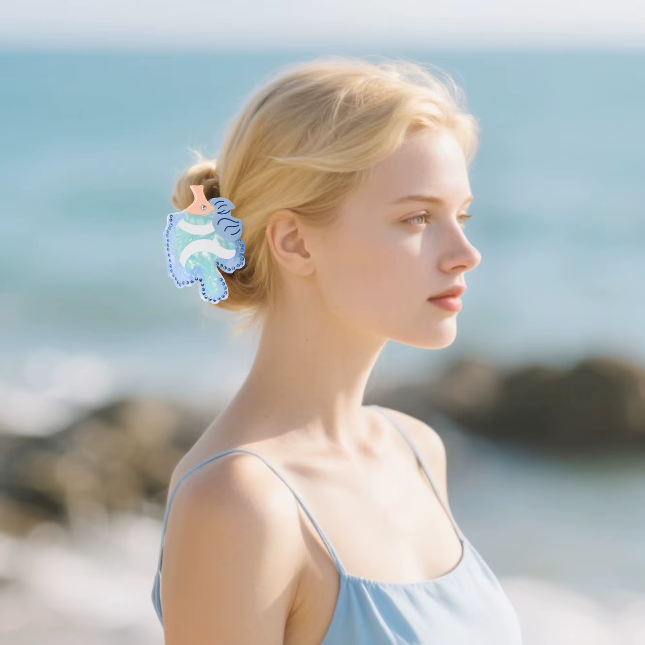 Nouvelle collection 2026 : Pince à cheveux écologique en acétate motif poisson-clown, barrette crabe d'été pour femmes et filles, accessoires capillaires