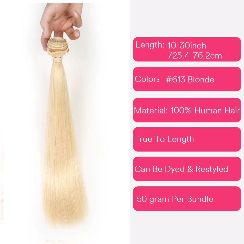 Extensions de cheveux humains Remy blonds 613 lisses