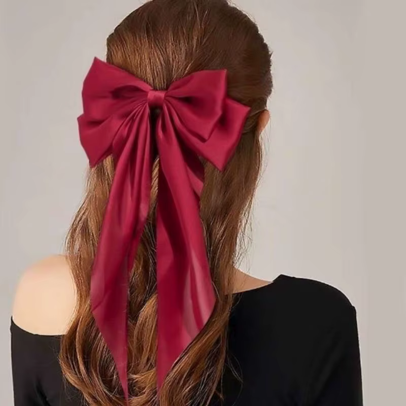 1PC Grande pince à cheveux coréenne en satin uni pour femmes et filles