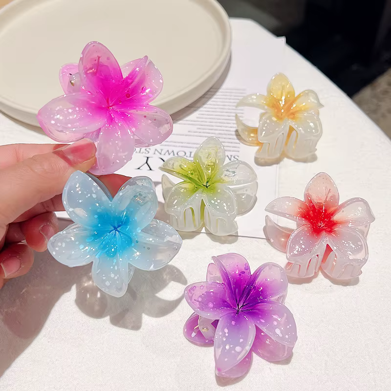 Pince à cheveux transparente à paillettes
