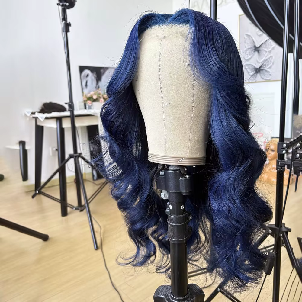 Perruque Lace Front Wig synthétique bleu foncé
