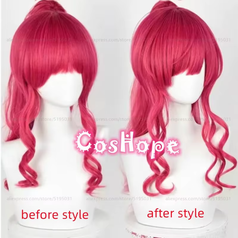 Pinkie Pie Cosplay perruque Pinkamena Diane Pie 70 cm perruque avec queues de cheval Rose rouge perruque Cosplay Anime résistant à la chaleur perruques synthétiques