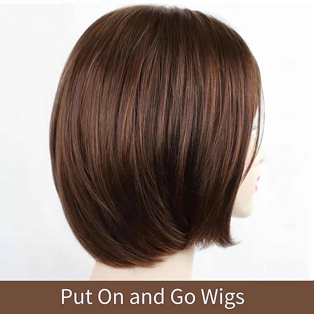HAIRJOY – perruque Bob synthétique courte brune avec frange pour femmes